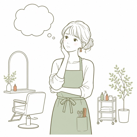 悩むサロンオーナーのイラスト
